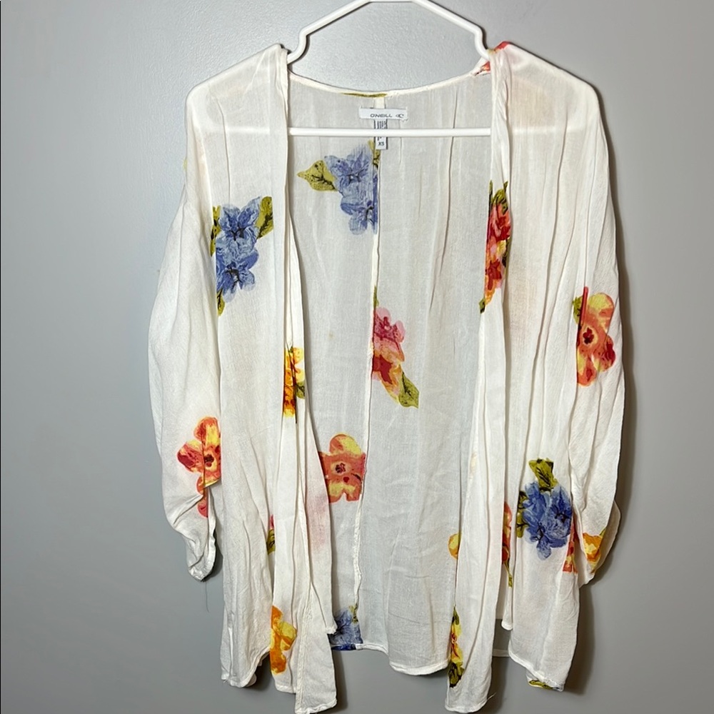 O’Neill Floral Sheer Kimono Style Cardigan/Beach Cover Up